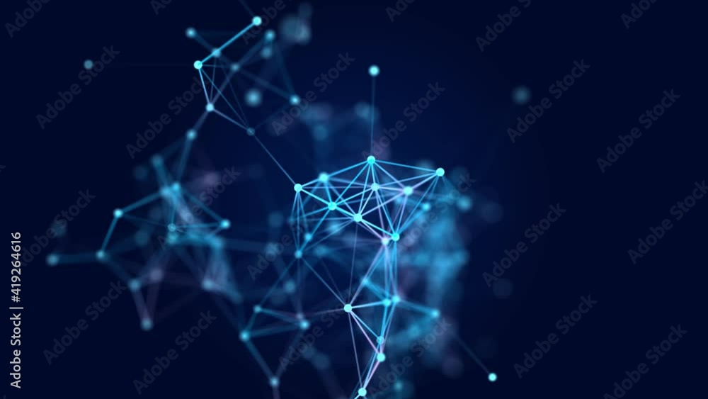 Poster Data binding cells. Digital blockchain concept and information transmission system. 3D rendering.
