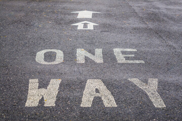 USA, Maine, Mt. Desert Island, Bernard. One-way road sign.