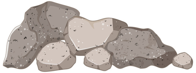 Set of gray stones on white background