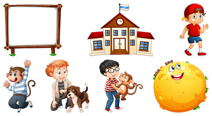 Set of different nursery rhyme character isolated on white background