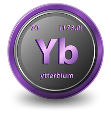 Ytterbium chemical element. Chemical symbol with atomic number and atomic mass.