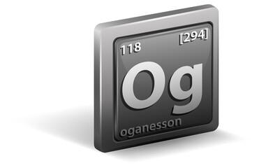 Oganesson chemical element. Chemical symbol with atomic number and atomic mass.