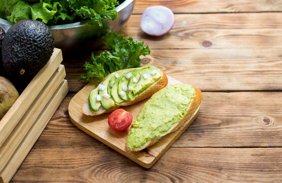 avocado toast with Mix Salad and healthy. Fresh organic vegetables for cooking diet food.