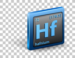 Hafnium chemical element. Chemical symbol with atomic number and atomic mass.