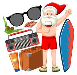 Set of isolated objects of christmas summer theme