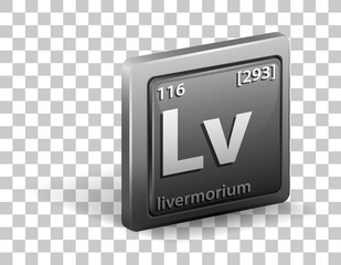 Livermorium chemical element. Chemical symbol with atomic number and atomic mass.