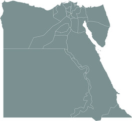 Gray vector map of the Arab Republic of Egypt with white borders of its governorates