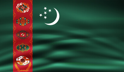 Grunge Turkmenistan flag. Turkmenistan flag with waving grunge texture.