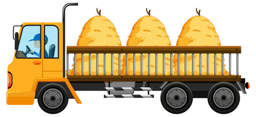 Tow truck carrying hay isolated background © blueringmedia