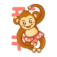 Obraz premium cute monkey sticking out its tongue