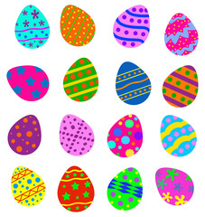 Colorful painted easter eggs isolated on a white background