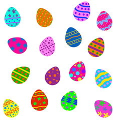 Colorful painted easter eggs isolated on a white background 