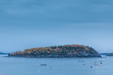 USA, Maine, Mt. Desert Island. Bar Harbor, view of Frenchman Bay.