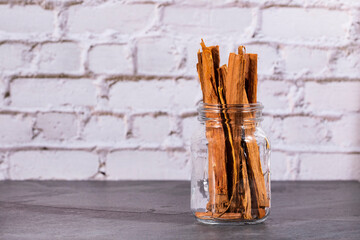 Uncaria tomentosa bark in the glass jar - Amazon climbing plant