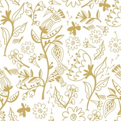 Fototapeta na wymiar Beautiful Line work seamless pattern. Bright illustration, can be used for creating card, invitation card for wedding,wallpaper and textile. 