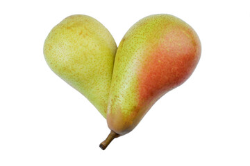 Heart shape made out of pears isolated on a white background.