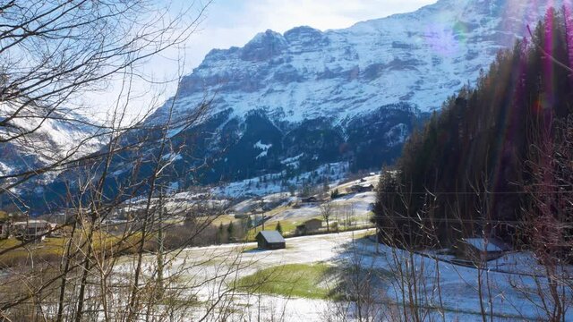 View of the Swiss mountain Meiringen