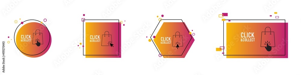 Poster click and collect bubble vector set