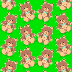 Fototapete Nette Tiere Set nahtloses Muster mit Teddybären