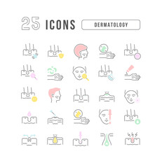 Set of linear icons of Dermatology