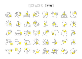 Set of linear icons of Diseases