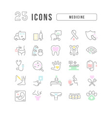 Set of linear icons of Medicine