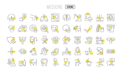 Set of linear icons of Medicine