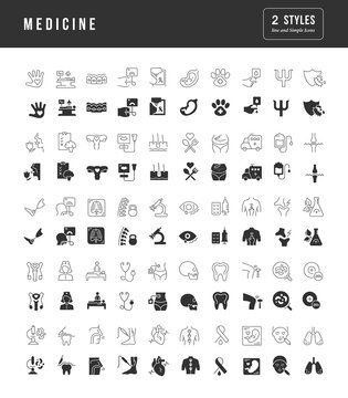 Set of simple icons of Medicine