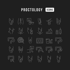 Set of linear icons of Proctology