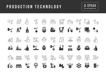 Set of simple icons of Production Technology
