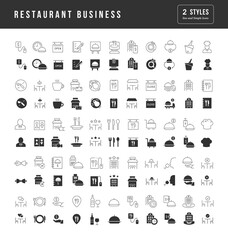 Fototapeta na wymiar Set of simple icons of Restaurant Business