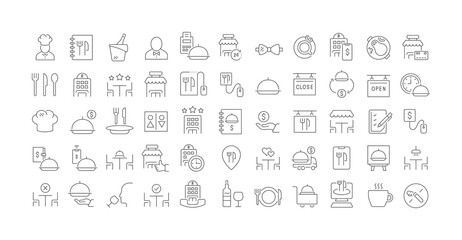 Set of linear icons of Restaurant Business
