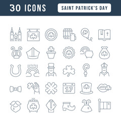 Set of linear icons of Saint Patrick's Day