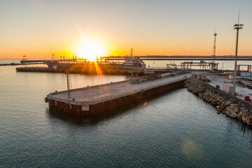 Sunset in Aktau Port, Kazakhstan
