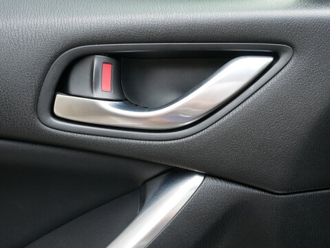 Closeup Of Car Door Handle Inside A Car,car Interior.