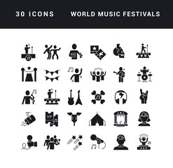 Set of simple icons of World Music Festivals