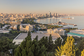 Naklejka premium Aerial view of the seaside in Baku, Azerbaijan