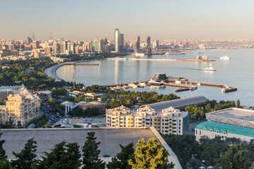 Naklejka premium Aerial view of the seaside in Baku, Azerbaijan
