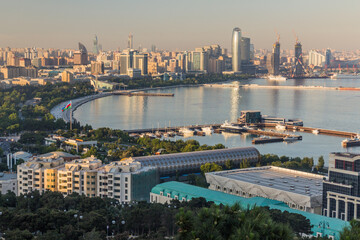 Fototapeta premium Aerial view of the seaside in Baku, Azerbaijan