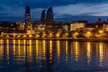 Obraz premium Evening view of Baku skyline, Azerbaijan