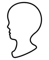 ヒトの横顔シルエット（モノクロ）