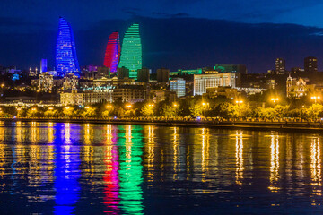 Obraz premium Evening view of Baku skyline, Azerbaijan