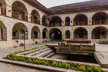 Fototapeta na wymiar Karavansaray (Caravanserai) courtyard in Sheki, Azerbaijan