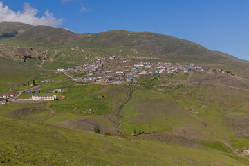 Fototapeta premium Meadows around Xinaliq (Khinalug) village, Azerbaijan