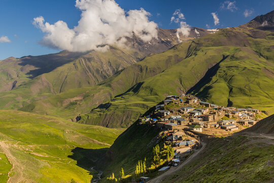 View of Xinaliq (Khinalug) village, Azerbaijan
