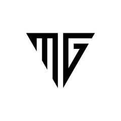 Initial MG with a triangle shape. logo design template