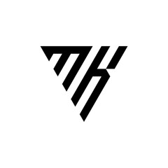 Initial MK with a triangle shape. logo design template