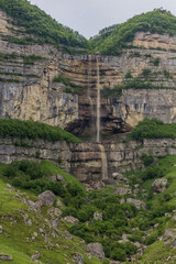 Fototapeta na wymiar Waterfall in Laza village in Caucasus mountains, Azerbaijan