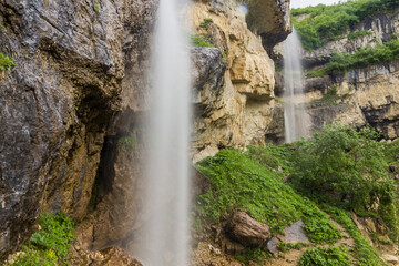 Waterfall in Laza village in Caucasus mountains, Azerbaijan