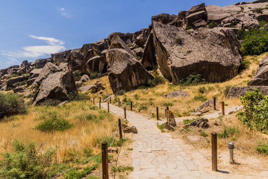 Path in Gobustan petroglyph reserve, Azerbaijan